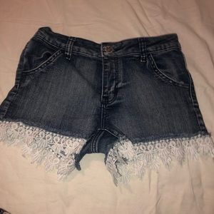 Denim Shorts With White Lace